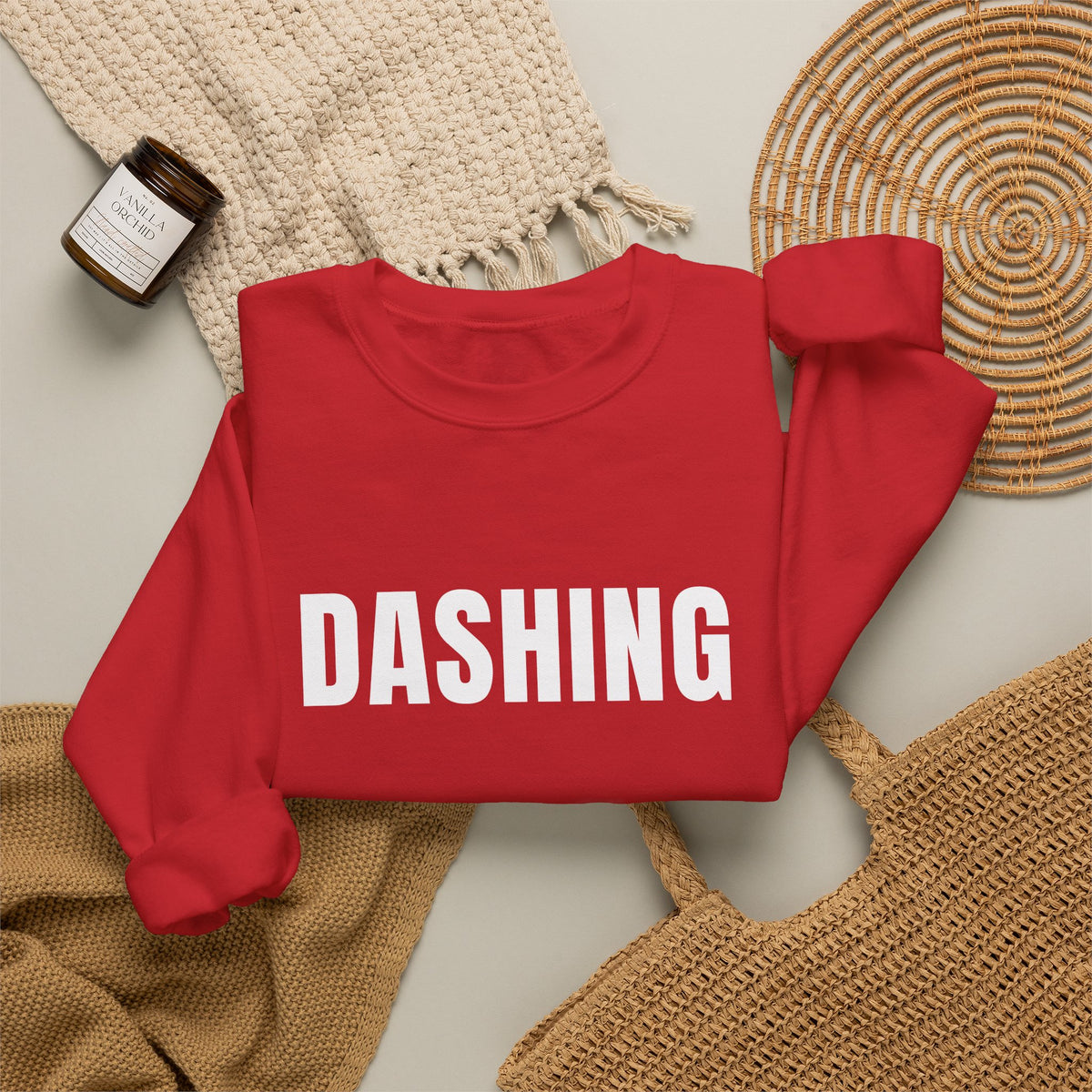 Dashing Crewneck | Red Block Letter Food Delivery Driver Sweatshirt