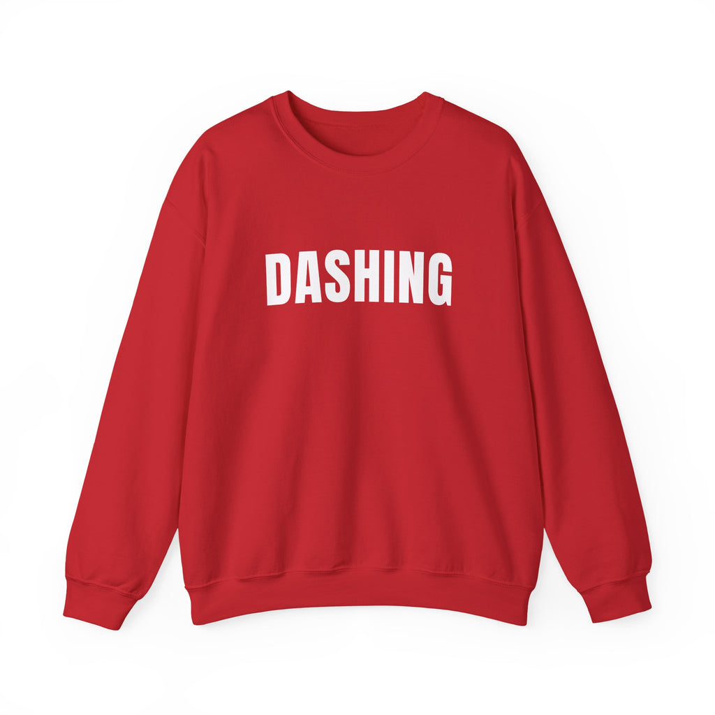 Dashing Crewneck | Red Block Letter Food Delivery Driver Sweatshirt