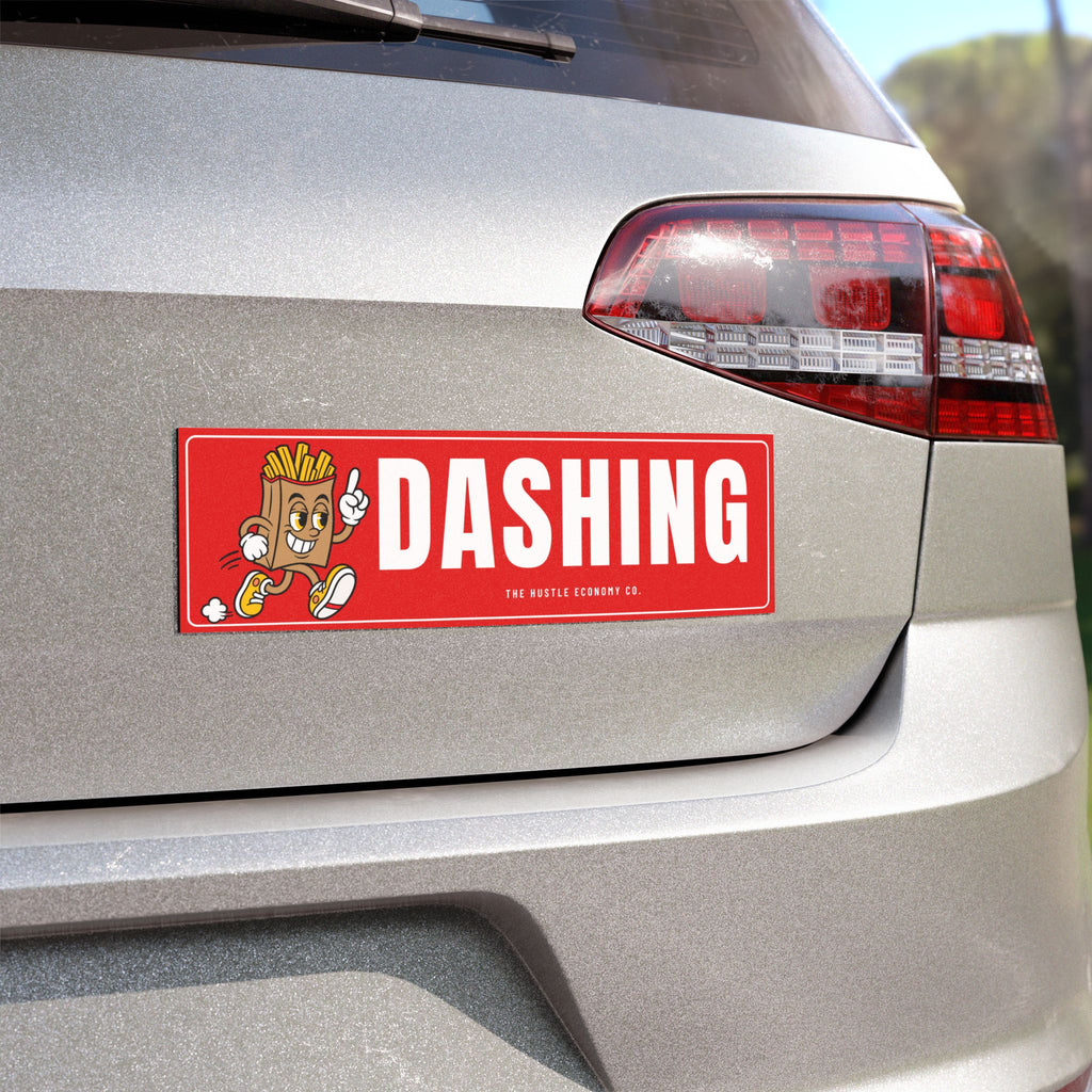 Dashing Car Magnet (Red) | Running Fry Man Food Delivery Bumper Magnet