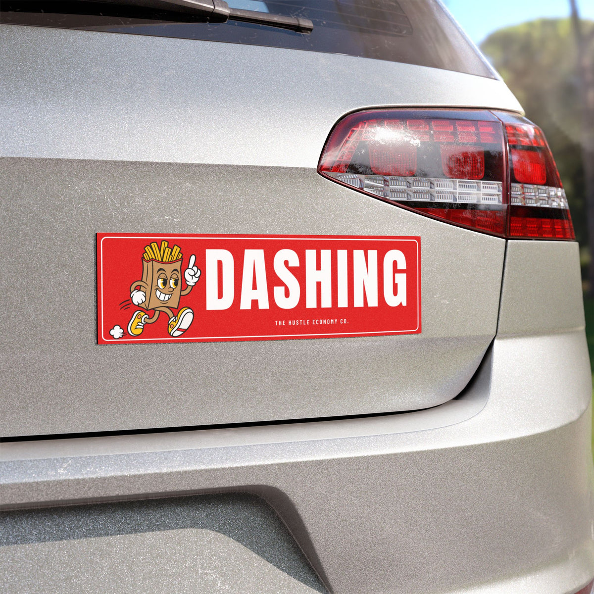 Dashing Car Magnet (Red) | Running Fry Man Food Delivery Bumper Magnet