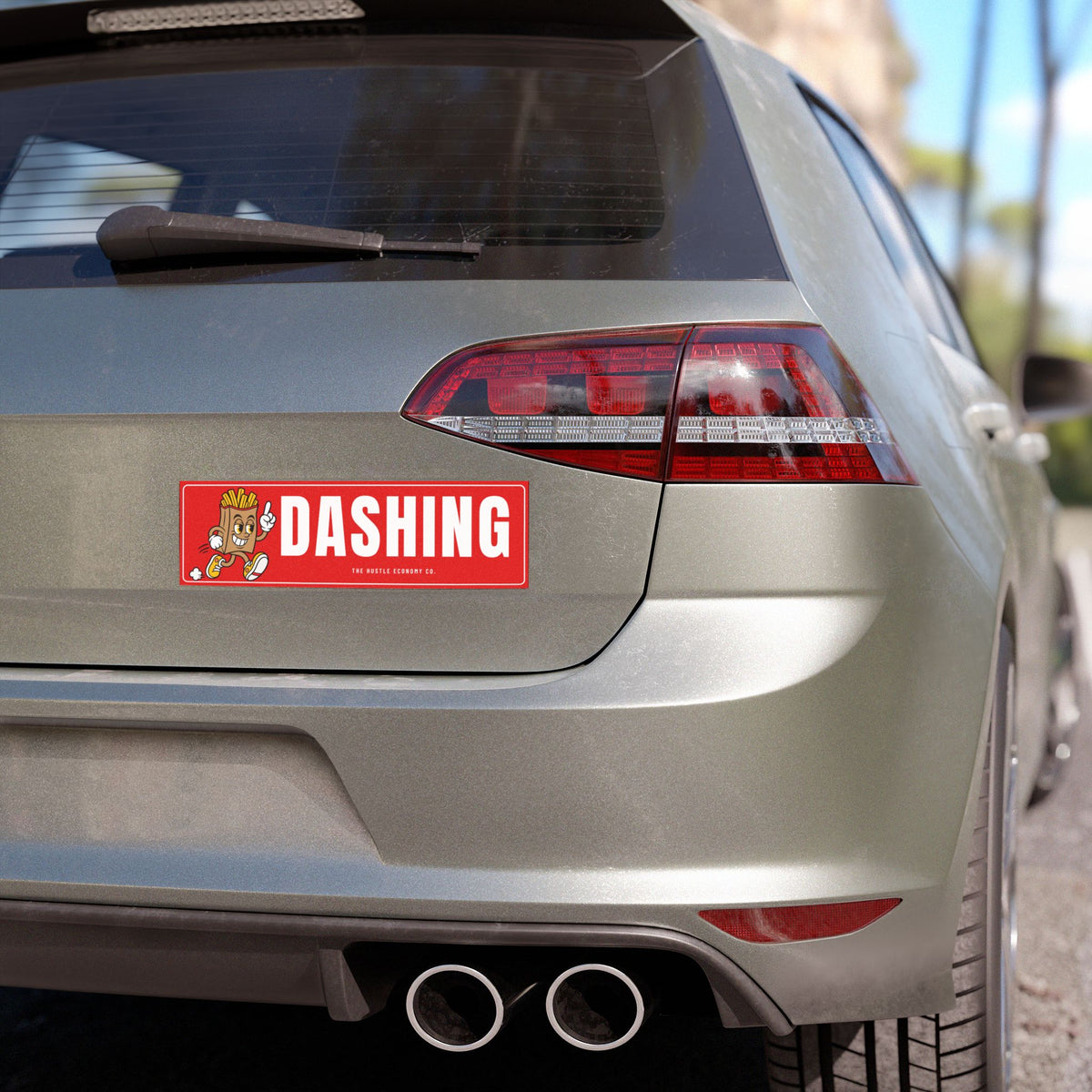 Dashing Car Magnet (Red) | Running Fry Man Food Delivery Bumper Magnet