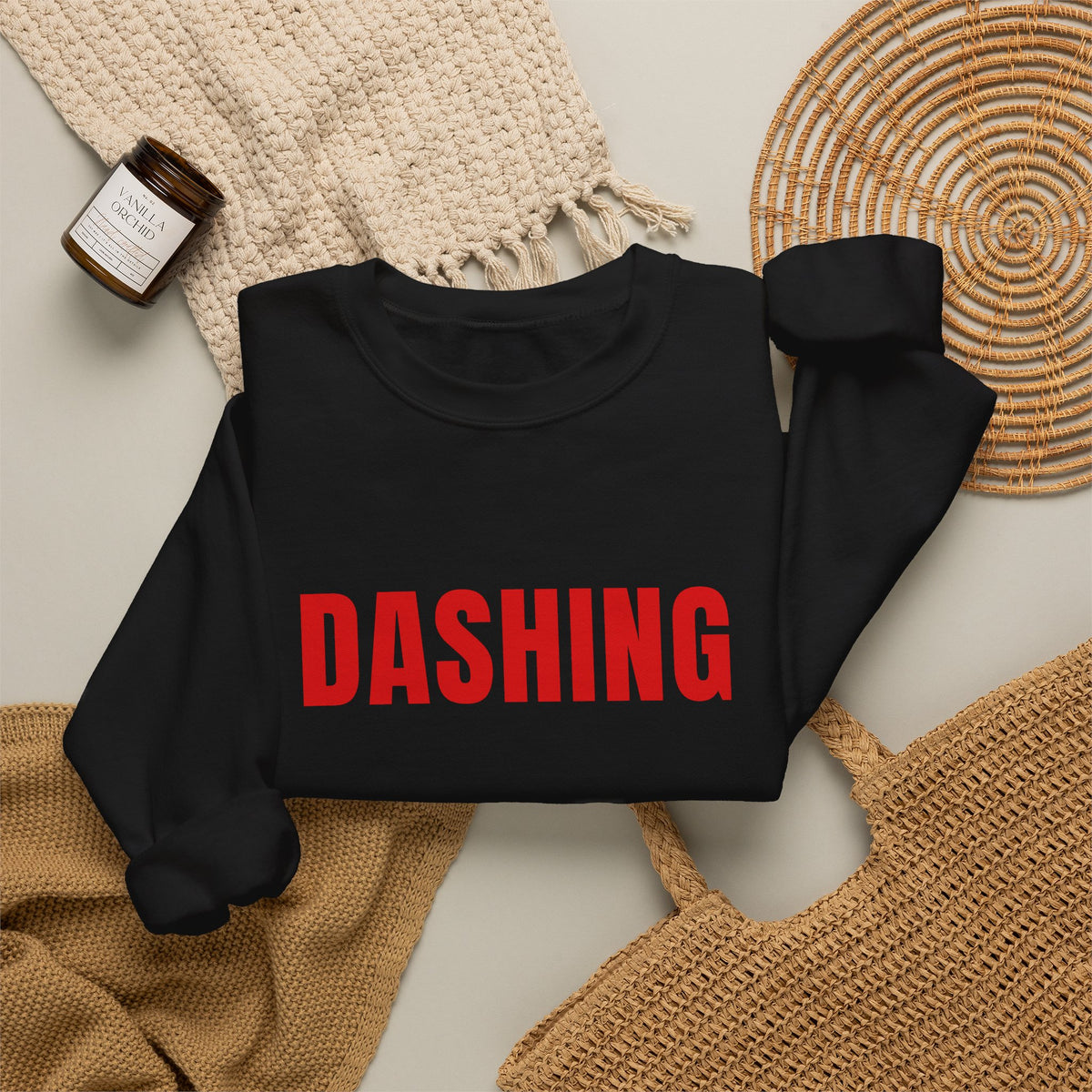 Dashing Crewneck | Red Letter Food Delivery Driver Sweatshirt (Black or White)